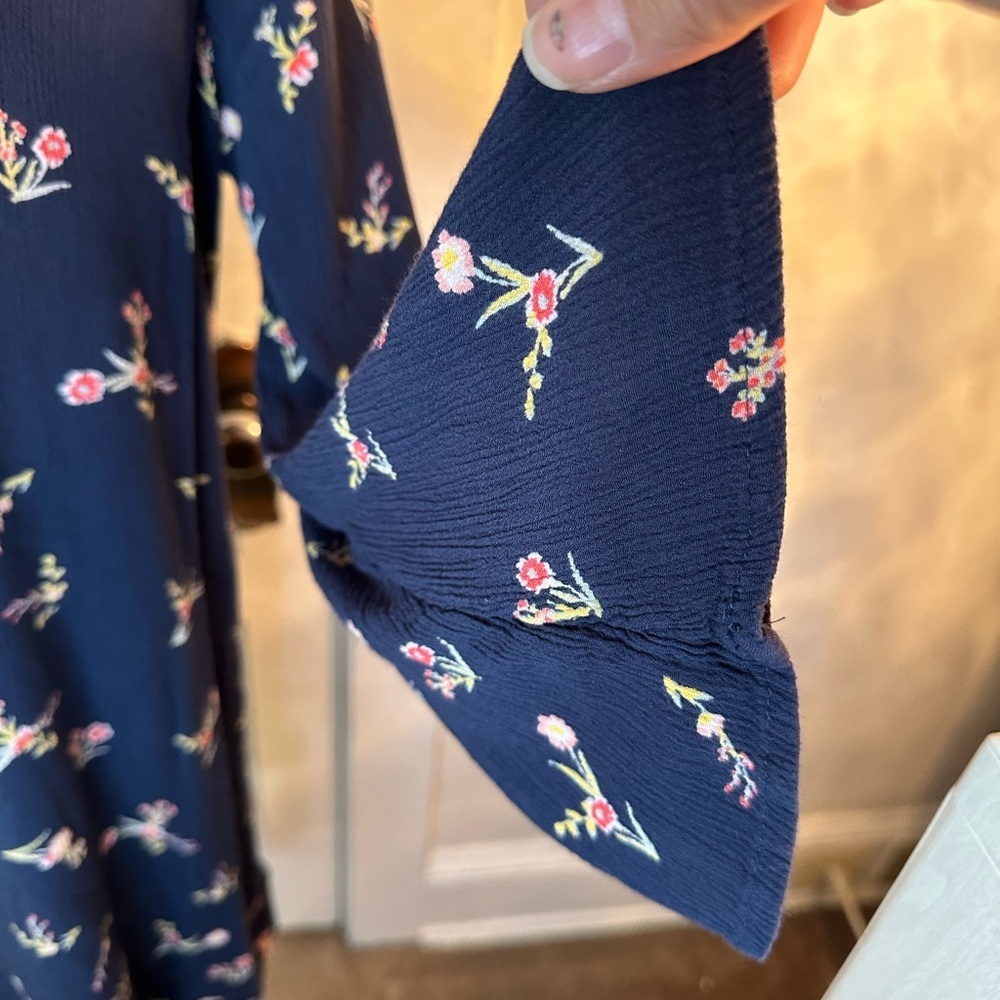Roxy Navy Floral Long Sleeve Dress - Picture 4 of 5